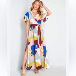 ModCloth Your Time To Shine Geometric Print Maxi Dress. Size 8.